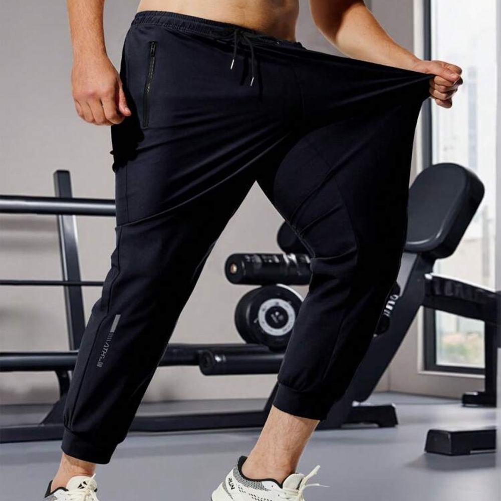 Men's Sports Ice Pants Summer Thin Straight Leg-Binding Casual Pants